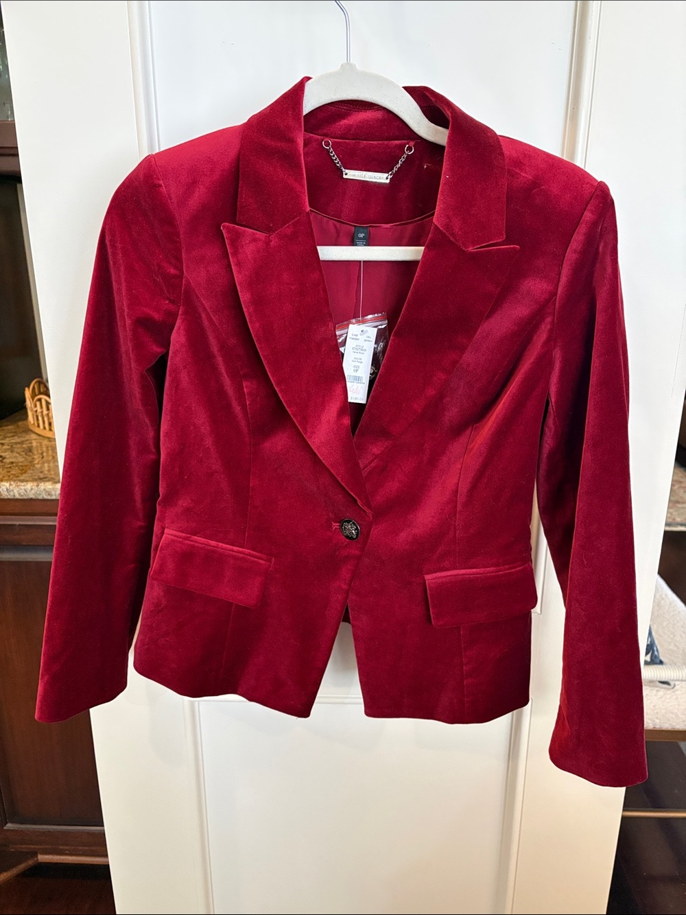 White House Black Market Red Velvet Blazer
